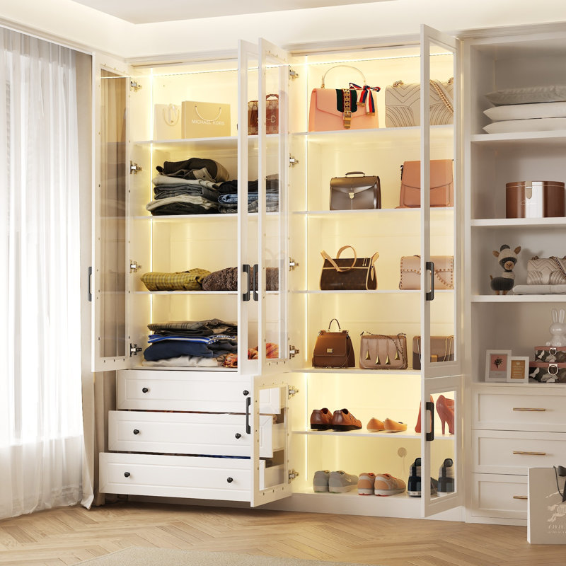 Ivy Bronx Six-Door Three-Drawer Closet System With Light & Reviews